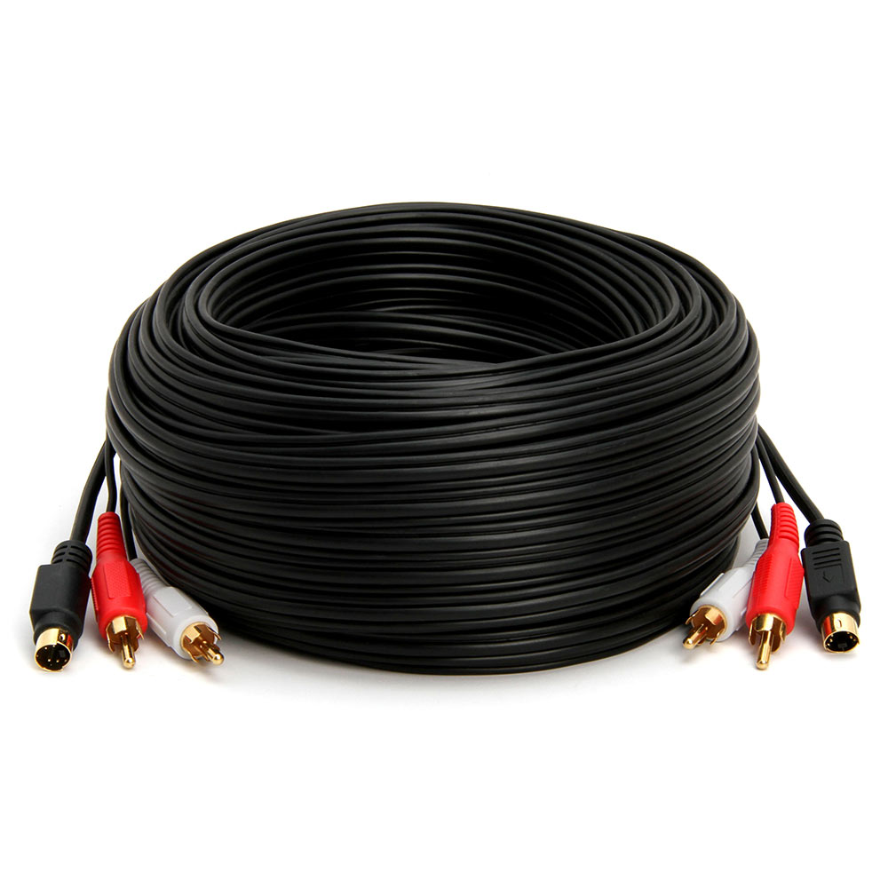 Cmple - S-Video & 2-RCA Audio Cables Combo 4 Pin SVideo Male Cord, Gold Plated - 100 Feet - image 2 of 3