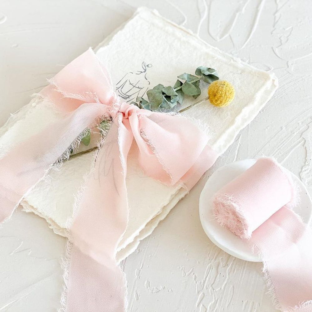 WHZKCYH Sheer Ribbon Organza Ribbon 1 Inch x 198Yards Handmade Smooth Edge  Pink Blue Ribbon Set for Gift Wrapping Bridal Bouquets Baby Shower Wedding