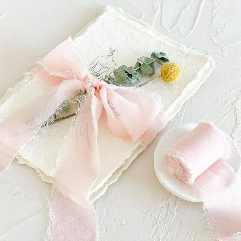 2pcs 4CM*2M Handmade Frayed Edged Wrinkle Chiffon Silk Ribbon For Wedding  Invitation Wrapping Decor Sheer Fringe Craft Bridal Bouquet