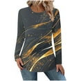 thumbnail image 6 of JUSLIO Womens Tops Relaxed Fit Graphic Shirts Irregular Print Long Sleeve Round Neck Shirts Black 2XL, 6 of 8