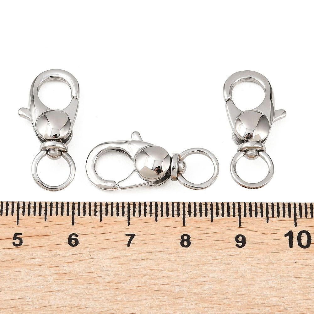 20 pc Resistant 304 Stainless Steel Swivel Lobster Claw Clasps Swivel Snap Hooks Stainless Steel Color 25x11x6mm Hole: 6mm DIY