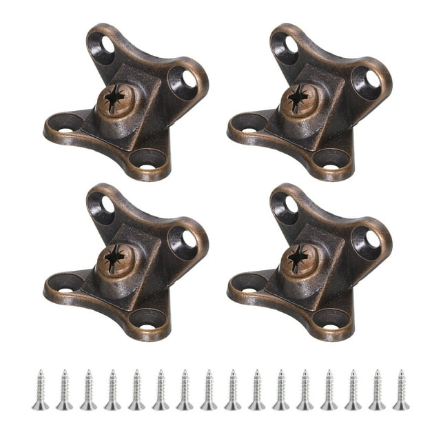 Unique Bargains 4Pack Removable Corner Brace, Metal Butterfly L Brackets Right Angle Support with Screws (Red Bronze)