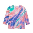 thumbnail image 5 of Maean Girls Kids Blouse 3/4 Sleeve Crewneck Summer Tshirts Girl Causal Tie Dye Graphic Shirts Tops, 5 of 5