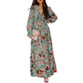 thumbnail image 1 of Dearlove Dresses for Women 2023 V Neck Floral Long Sleeve Bridesmaid Evening Party Maxi Dresses Green S, 1 of 5