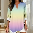 thumbnail image 2 of UAMVSH Long Sleeve Shirts for Women Loose Plus Size Shirts with Curved Hem Trendy Gradient Color Vacation Travel Pullover Blouses(XX-Large,Purple), 2 of 5