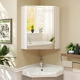 thumbnail image 2 of Costway 23.5" Wall Mounted Storage Organizer Corner Medicine Cabinet with Mirror White, 2 of 10