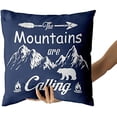 thumbnail image 6 of Little Adventure Throw Pillow Cover - The Mountains are Calling Navy Blue Pillow Case Arrow Campfire Bear Woodland Adventure Cushion Cover Decorative Square 18x18 Inch Pillowcase Set of 2, 6 of 7