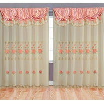 Rose Pink Room Decor Embroidery Sheer Valence Window Curtain Drapes 60x90 18" (2, Rose Pink Curtain)