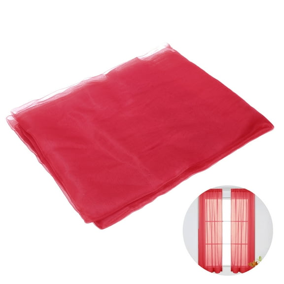 Solid Color Transparent Tulle Window Sheer Window Screen Voile Curtains for Wedding Bedroom 100x200cm (Red)