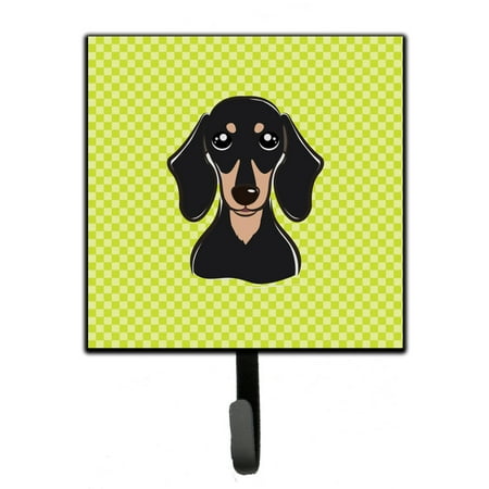 

Carolines Treasures BB1277SH4 Checkerboard Lime Green Smooth Black and Tan Dachshund Leash or Key Holder 7Hx4.25W