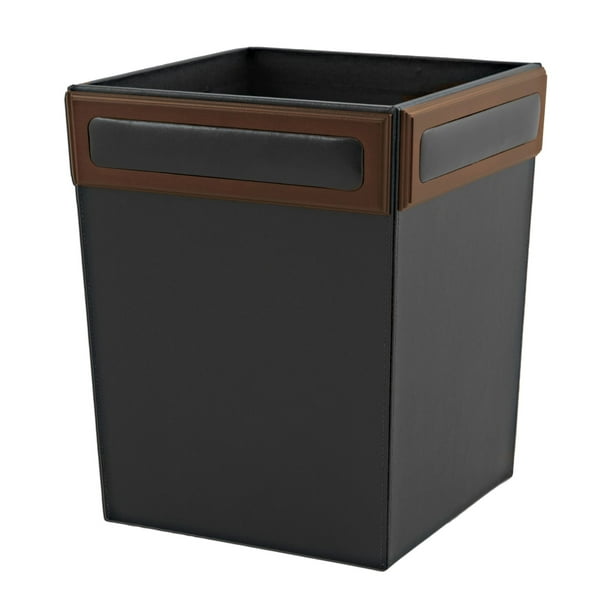 Walnut & Leather Waste Basket