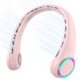 thumbnail image 1 of Ventilador de cuello GULAKI portátil de 4000 mAh con 3 velocidades y 64 luces, color rosa, 1 of 7