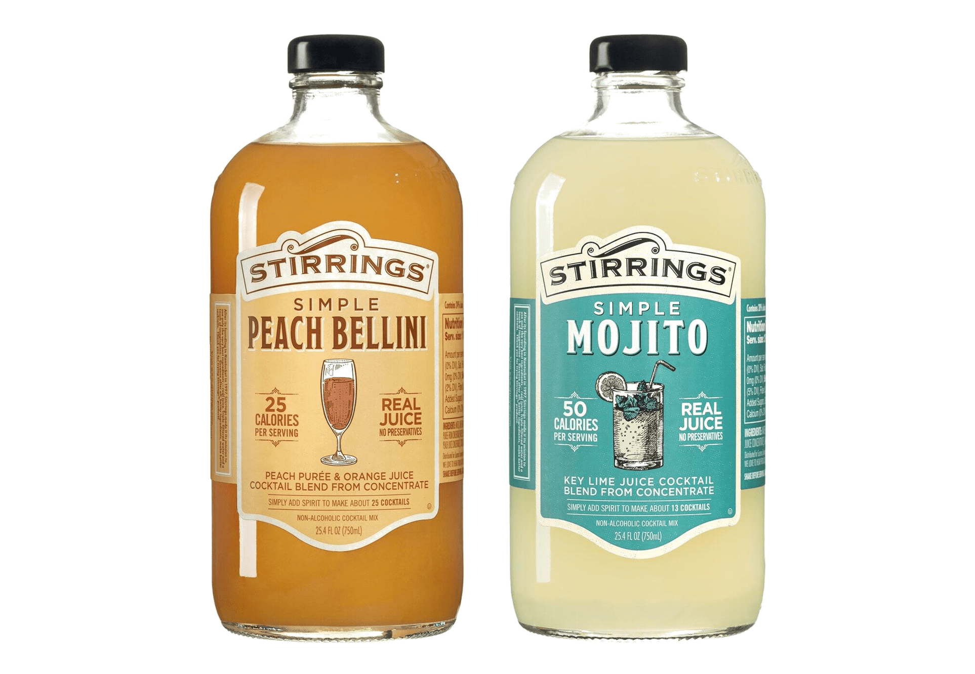 Stirrings Simple Peach Bellini & Simple Mojito NonAlcoholic Cocktail