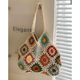 thumbnail image 2 of Kukuzhu Cute Floral Knitted Shoulder Bag Women Fairy Y2k Hobo Bag Crochet Small Hand Woven Beach Mesh Tote Purse, 2 of 6