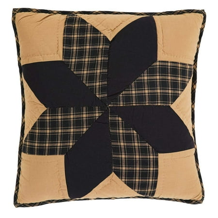 - Country Black Primitive Bedding Lansing Black Cotton Hand Quilted Patchwork Star Square 16x16 Pillow (Pillow Cover, Pillow Insert)