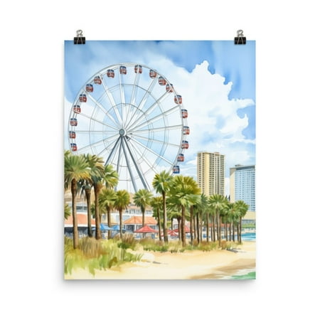 Myrtle Beach Skywheel Print, South Carolina Coastal Wall Art, Ferris Wheel Poster, Ocean Travel Decor, Seaside Artwork Home Decor #4151, Unframed Poster Size 8x12