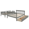 thumbnail image 3 of Stairway Bunk Bed with 3 Drawers and 4 Storage Shelves, Solid Wood Twin-Over-Full Bunk Bed Frame with Full-Length Guardrail & Stairs & Handrail, Convertible Bunk Bed, No Box Spring Needed, Gray, 3 of 7