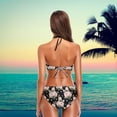 thumbnail image 4 of Women's Sexy Swimwear Beautiful Retro Pink Rose Floral 2 Pcs Push-up Halter Top Swimsuit/Bathing/Bikini Set, Medium, 4 of 6