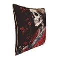 thumbnail image 2 of Xecao Geisha Skeleton With Flowers Print Soft Velvet Decorative Throw Pillow Covers, Square Cushion Cases for Bed, Sofa, Living Room, Car, and Indoor Outdoor Use-18"x18", 2 of 8
