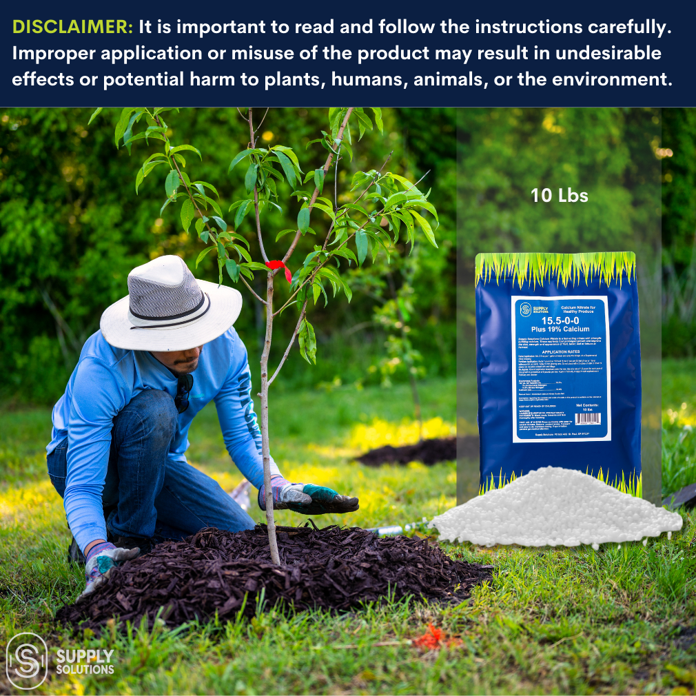 Supply Solutions Calcium Nitrate 15.5-0-0 + 19% Ca | Fast-Acting Water Soluble Fertilizer Prevents Blossom End Rot - Boosts Growth & Yield for Vegetables, Fruit, Gardens & Hydroponics (10 Pounds)