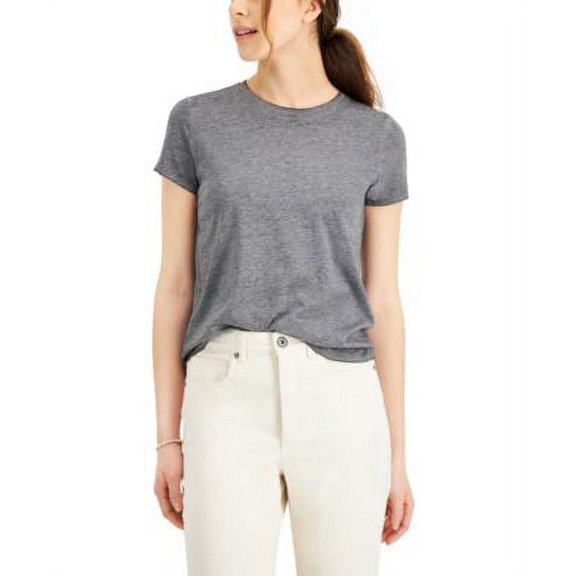 Style & Co Solid Burnout T-Shirt Deep Black M