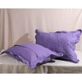 thumbnail image 3 of 2-Piece Embroidered Cotton Quilted Bed Pillow Shams Rustic Solid Color Soft Decorative Pillow Cases Set (Purple,20"x28"), 3 of 5