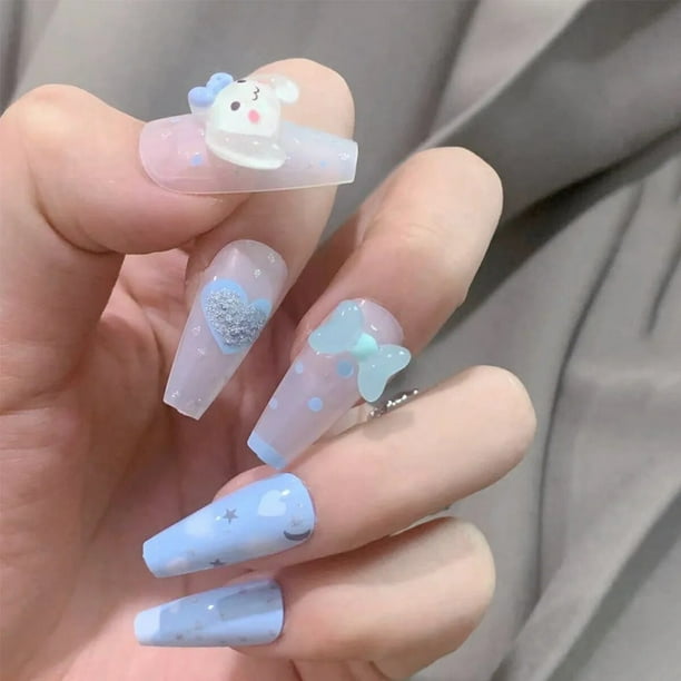 Uñas postizas de Hello Kitty, Sanrio, My Melody Kuromi Cinnamoroll Cool Girl, regalo de juguete desmontable, Y2k, 2023
