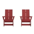 thumbnail image 2 of BizChair Modern Commercial Poly Resin Wood Adirondack Rocking Chair - All Weather Red Polystyrene - Dual Slat Back - Stainless Steel Hardware - Set of 2, 2 of 12