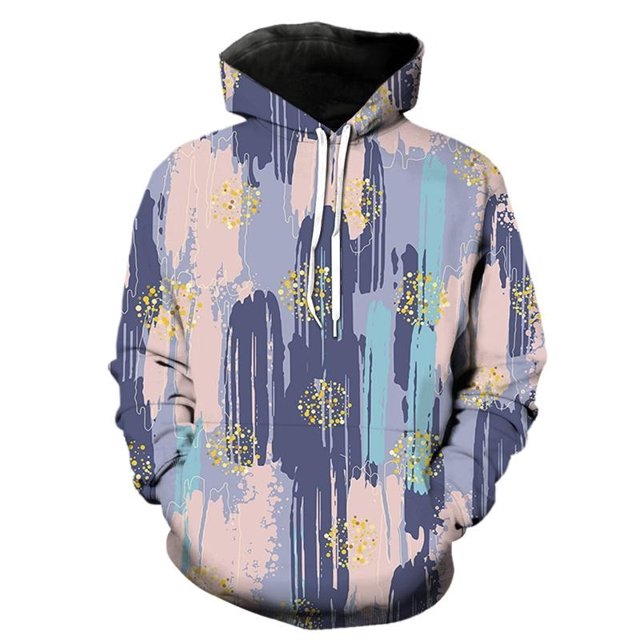 Paint Brush Pattern 3d Printed Hoodie For Men Personality Street Pullover Sweatshirt Drawstring Autumn Long Sleeves Hooded Coat
