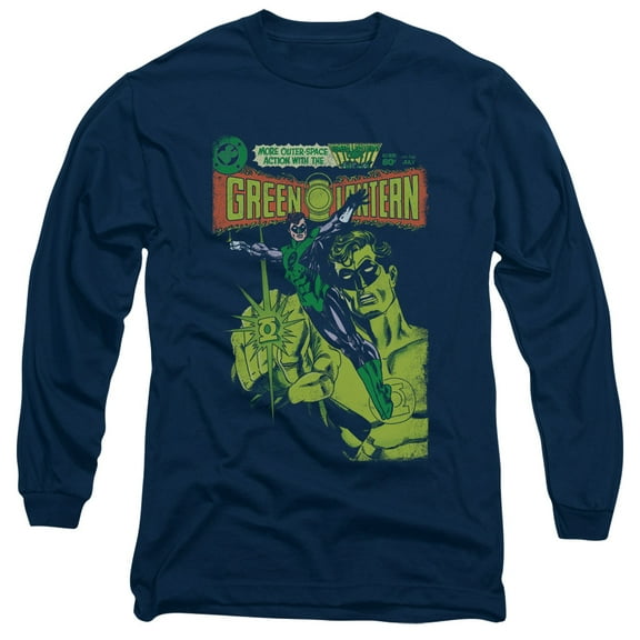 Green Lantern Vintage Cover Long Sleeve Adult 18/1 T-Shirt Navy