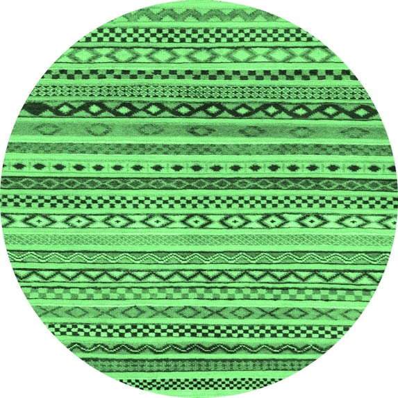 Ahgly Company Indoor Round Abstract Emerald Green Modern Area Rugs, 3' Round