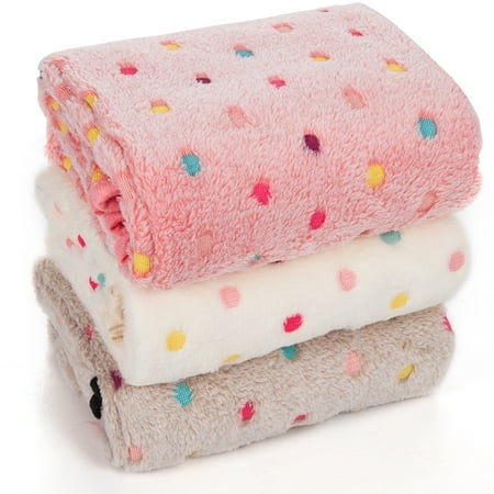 3 Pack Super Soft Premium Fluffy Pet Dog Blanket, miadore Cute Fleece Paw Print Throw Blanket for Kitties Puppies