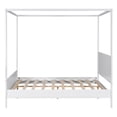 thumbnail image 3 of Queen Wooden Canopy Platform Bed with Solid Construction, Canopy Daybed with Headboard and Footboard, Wood Bed Frame Bedroom Furniture with Support Leg for Girls Boys (White,Queen), 3 of 8