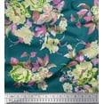 thumbnail image 1 of Soimoi Rayon Fabric Leaves & Floral Artistic Printed Craft Fabric by The Yard 56 Inch Wide, 1 of 3