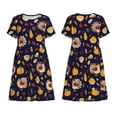 thumbnail image 3 of Bixox Robe d'Été à Manches Courtes pour Femmes Robe Ample Longueur Genou avec Poches-Turkey et Automne, 3 of 7