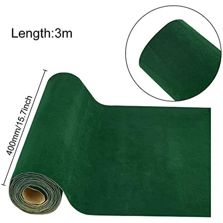 15.7x118inch Dark Green Self Adhesive Velvet Flocking Sheet Velvet Fabric  Drawer Liner for Jewelry Decoration