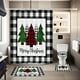 thumbnail image 5 of Juego de 4 cortinas de ducha navideñas para baño | Diseño navideño de Papá Noel | Tela de poliéster impermeable | Incluye cortina de ducha y alfombrilla de baño | Alfombrilla en forma de U | Regalo, 5 of 6