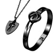thumbnail image 1 of Pulsera con candado y collar con llave, joyería para parejas de acero titanio, regalo romántico, 1 of 3