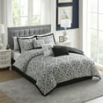thumbnail image 6 of Trieste 7 Piece King Damask Jacquard Comforter Set, White/Black, 6 of 6