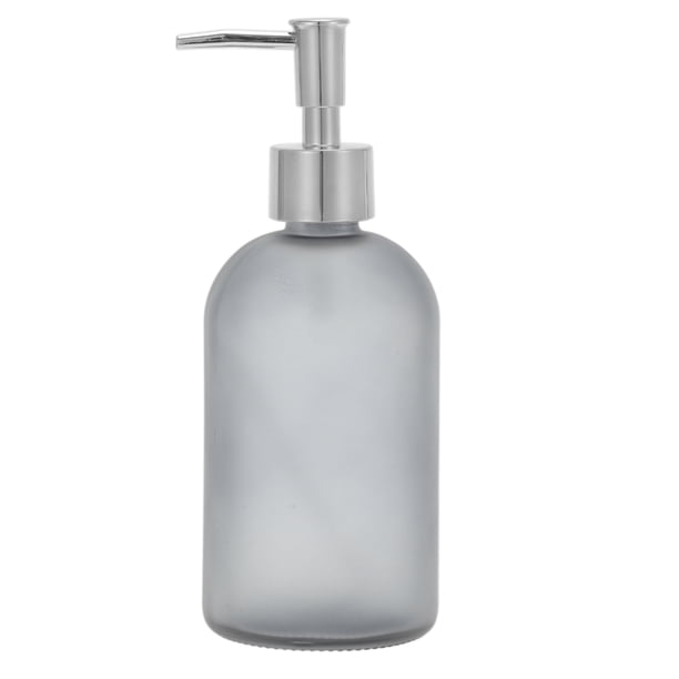 Dispensador de Jabón Frosted Cilíndrico Reutilizable 1 Pc 13.53oz Tono Gris Plateado