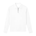 thumbnail image 2 of Men's Solid Color Waffle Knit Quarter Zip Pullover Long Sleeve Polo Sweater Slim Fit Casual Tops, 3XL, 2 of 5