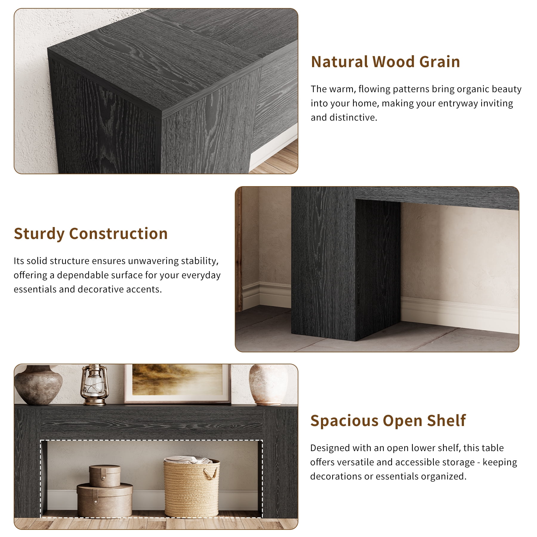 86 Inch Entryway Table for Living Room, Extra Long Sofa Console Table Behind Couch, Modern Wood Console Tables for Entryway, Apartment, Hallway, Black