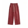 thumbnail image 2 of VeFlora Men's Solid Cotton Baggy Sweatpants, Stright-Leg Elastic Waist Drawstring Sweat Pants for Men, Mens Streetwear Pant with Pockets(Red/S), 2 of 3
