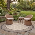 thumbnail image 3 of Safavieh Courtyard Gaus Oriental Indoor/Outdoor Area Rug, Sand/Black, 5'3" x 5'3" Round, 3 of 13