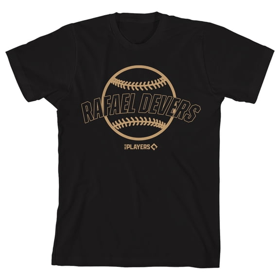 MLBPA Rafael Devers Baseball Youth Black Crew Neck Short Sleeve T-shirt-XS