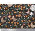 thumbnail image 3 of Soimoi Poly Georgette Fabric Leaves,Cock & Chick Cartoon Print Sewing Fabric Yard 52 Inch Wide, 3 of 3