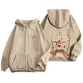 thumbnail image 4 of WILLBEST Sudadera Deportiva para Mujer Ladies' Christmas Printed Zipper Long Sleeved Pocket Adjuststring Casual Hooded Sweatshirt 2044 Grande, 4 of 8