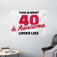 thumbnail image 1 of 40th Birthday Decorations Tapestry, Forty and Awesome Hilarious Birthday Slogan Cool Motivation, Wall Hanging for Bedroom Living Room Dorm Decor, 60W X 40L Inches, Pink Black White, by Ambesonne, 1 of 2