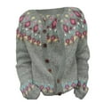 thumbnail image 4 of iHPH7 Fair Isle Sweater Women Travel Cardigan Vintage Sweaters for Women Button Up Cardigans for Women Fall Outfits for Women Soft Cardigans for Women Knits Clothing Dark Gray L, 4 of 4