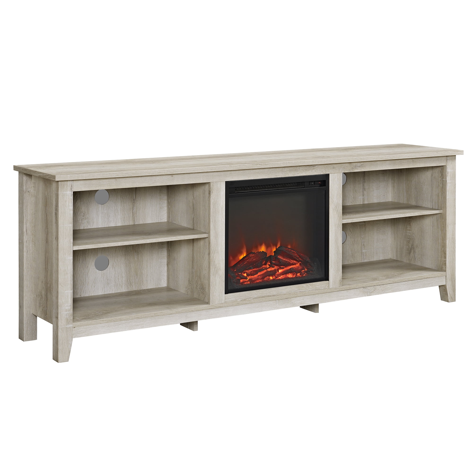 Woven Paths Open Storage Fireplace TV Stand for TVs up to 80", White Oak